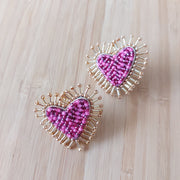 Sacred Heart Stud Earrings - Pink